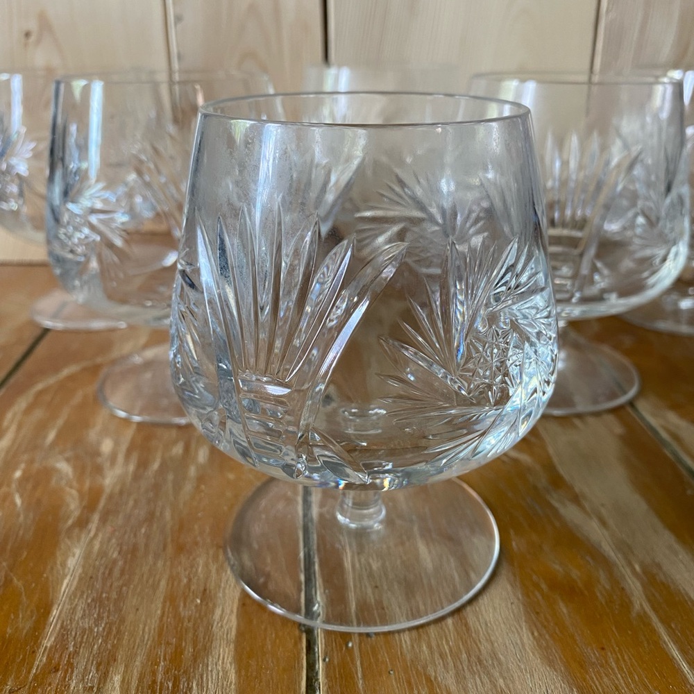 Pinwheel crystal brandy sniffers set of 6